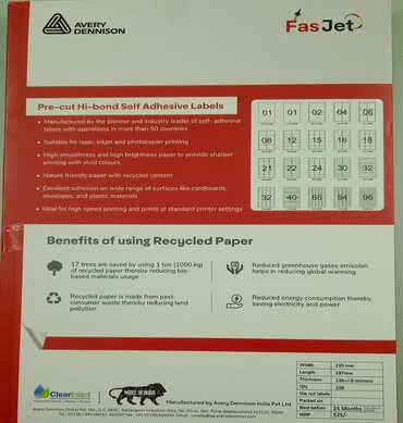 Pre-cut Hi-bond Self Adhesive Labels (PC24)